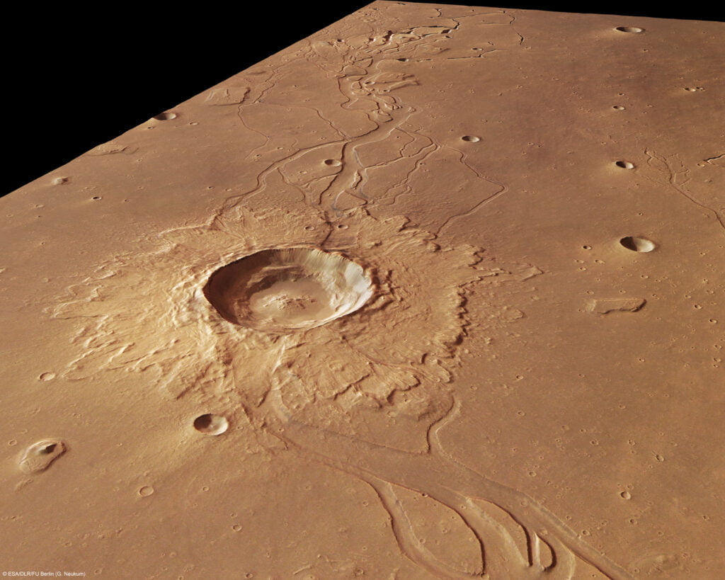 Hephaestus Fossae perspective view ESA212417