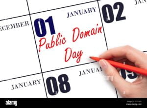 january 1 hand writing text public domain day on calendar date save the date holiday day of the year concept 2T9TXED